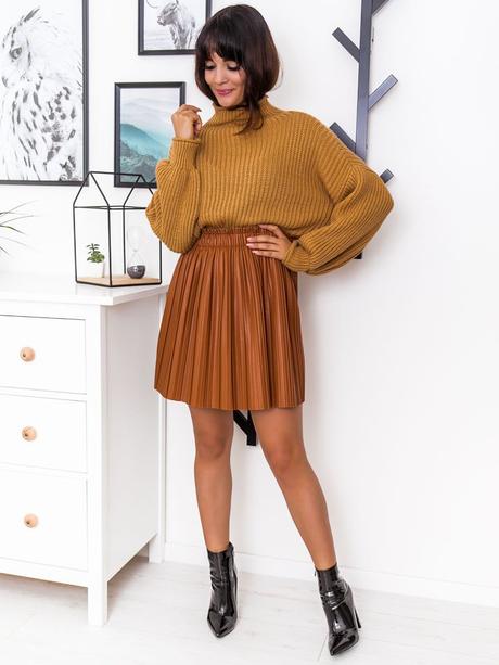 Krásna koženková plisovaná sukňa green apple, 