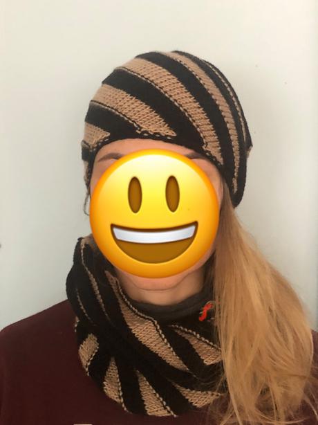 Pletená súprava, čiapka a tunel, 128 - xs