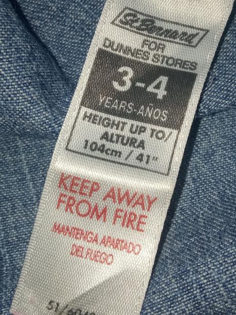 Dievčenské rifľové šaty s trakmi a kvetmi (3-4 r.), st. bernard,104