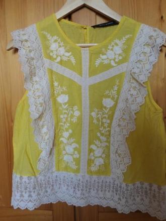 Zara nadherny vysivany damsky topik m/l, zara,l