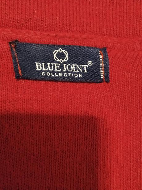 Príjemné červené pleteninové sako zn. blue joint, l