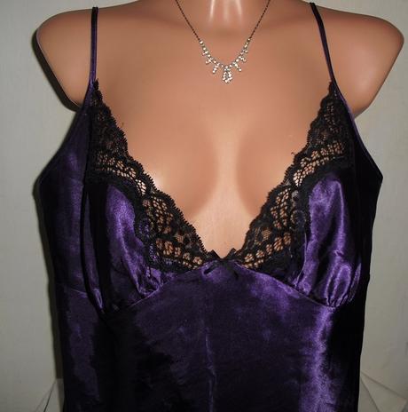 Fialkovy s krajkou topik satenovy, f&f,xl