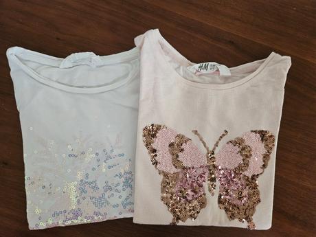 2ks triciek dlhy rukav, h&m,128