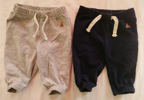 2 ks tepláky, sivé a modré, gap, 0-3 mes., 56-62, gap,62