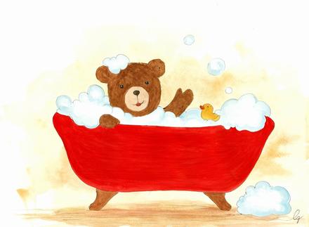 Macko sa kúpe, obrázok do detskej izby, 