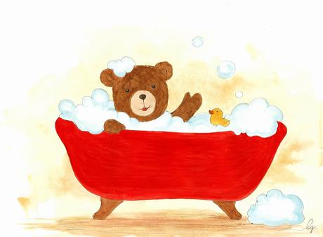 Macko sa kúpe, obrázok do detskej izby, 