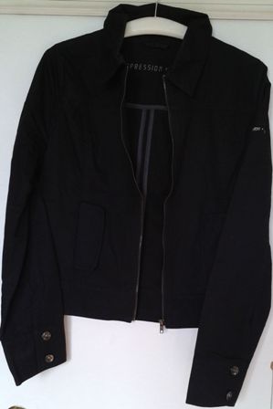 Čierna platnova bunda velkosť 38, m