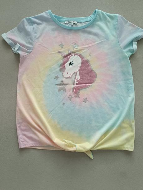 Dúhové tričko s jednorožcom, primark,158