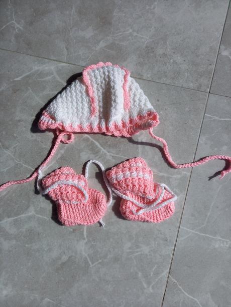 Dievčenské pletené papučky s čiapočkou- 0-6mes., 18