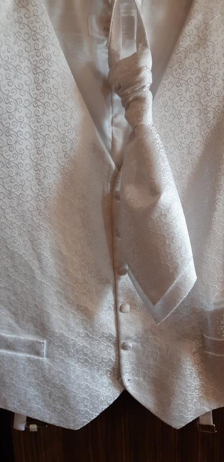 Svadobna vesta+kravata+ozdobna vreckovka, 48