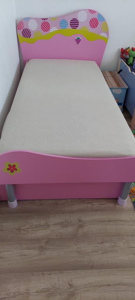 Ružová posteľ cilek, šírka (cm): 90,dĺžka (cm): 200