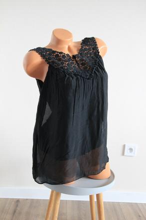 Čierny hodvábny top, s/m, s