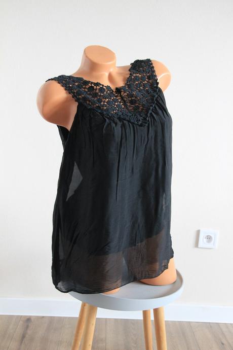 Čierny hodvábny top, s/m, s