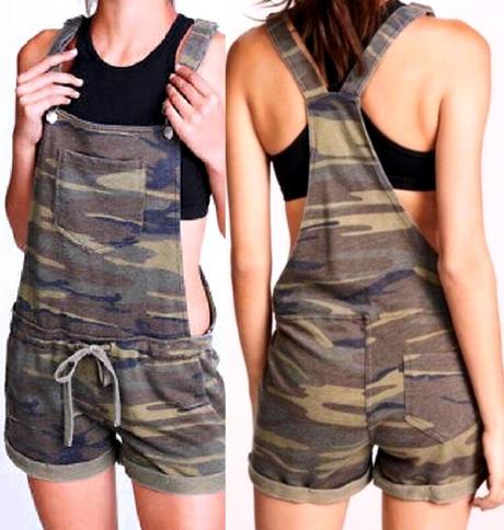 Maskáčové hnedozelené krátke nohavice s trakmi,m/l, l