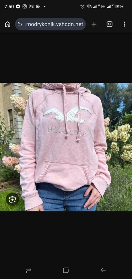 Hollister svetlo ružová mikina s kapucňou, hollister,m