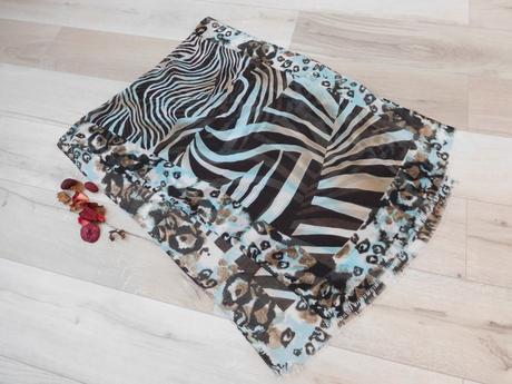 Šatka vzorovaná hnedá s tyrkysovou, 