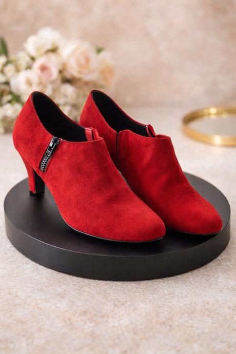 Dámske červené semišové členkové topánky bpc, 36