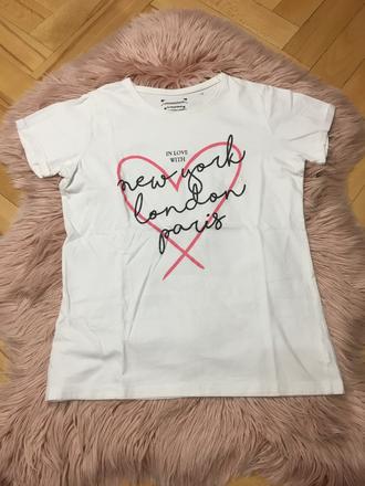 Biele tričko s nápisom, primark,158