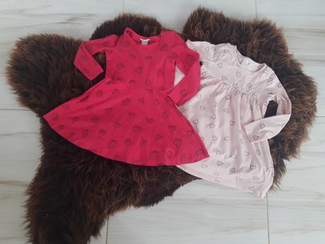 2x detské srdiečkavé šaty h&m 98/104, h&m,98