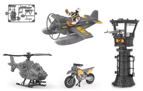 Vojenská sada s lietadlom a veľkým príslušenstvom,
