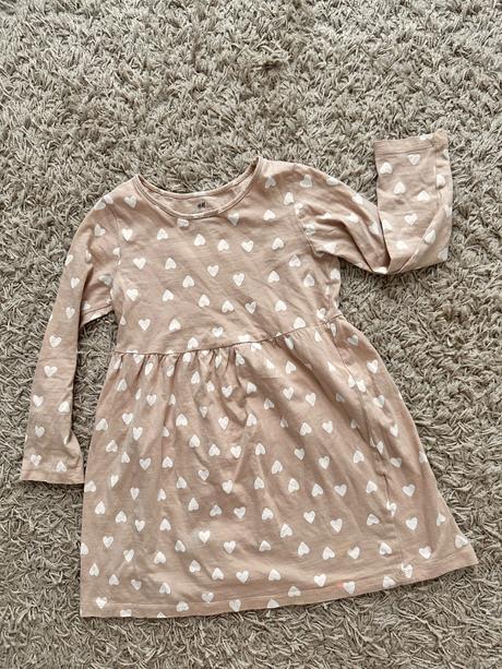 Srdiečkové šaty s dlhym rukavom, h&m,110