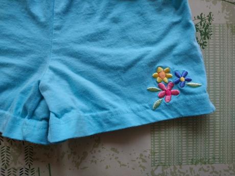 Modré kraťasky s kvetinkou, m, 74-80 cm, 80