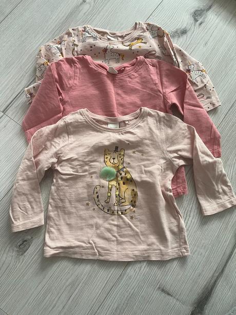 Trojbalenie ružových tričiek s dlhým rukávom, next,86