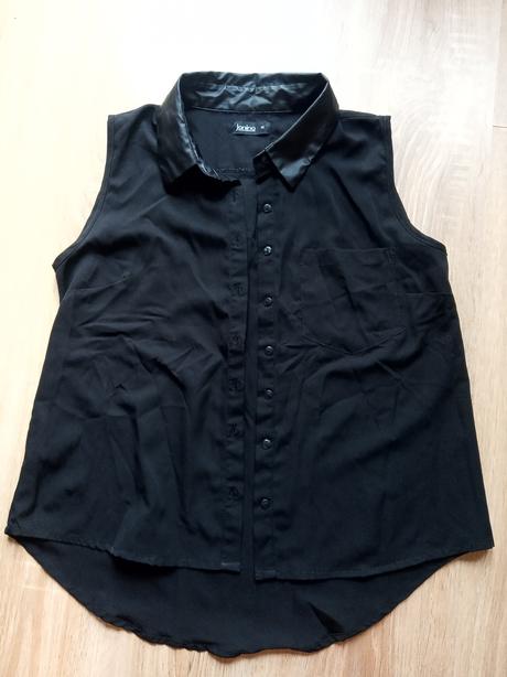 Blúzka s koženkovým golierom, kik,m