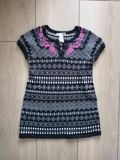 Teplé šaty so zimným motívom, h&m,104