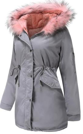 Šedá vetrovka s ružovou kožušinkou, 152 - s