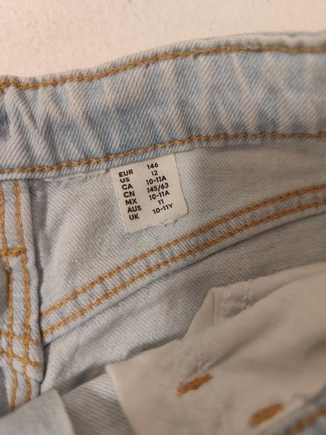 Rifle široké s dierami na kolenách, h&m,146