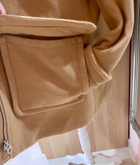 Kabát s prímesou vlny a eko kožušinkou, h&m,xs