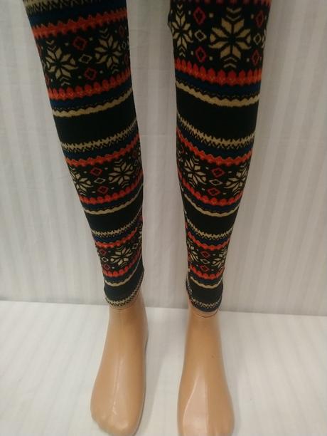 Čierne elastické legíny, farebný vzor, solla, s/m, solla,m