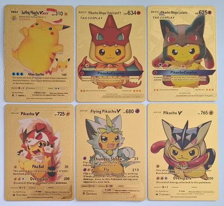 Pokémon karty zlaté plastové, 