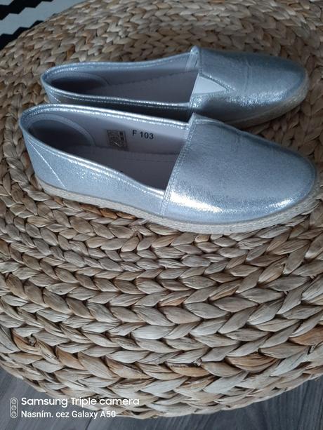 Espadrilky strieborné, 38