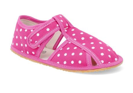 Baby bare shoes - slippers pink dot, baby bare shoes,21 - 33