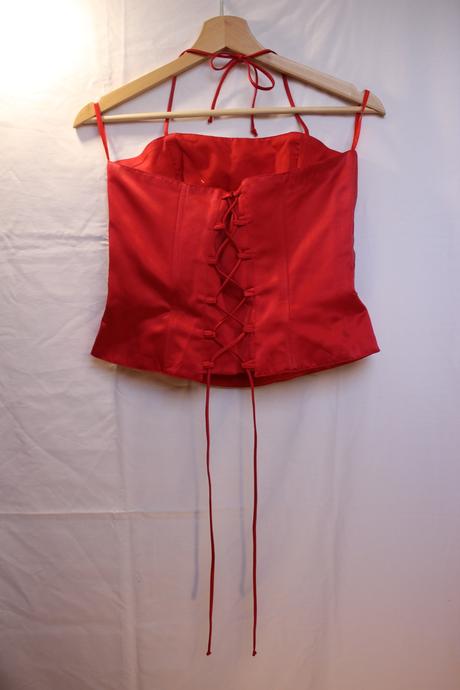 Červený vintage korzetový top veľkosť 38, 38