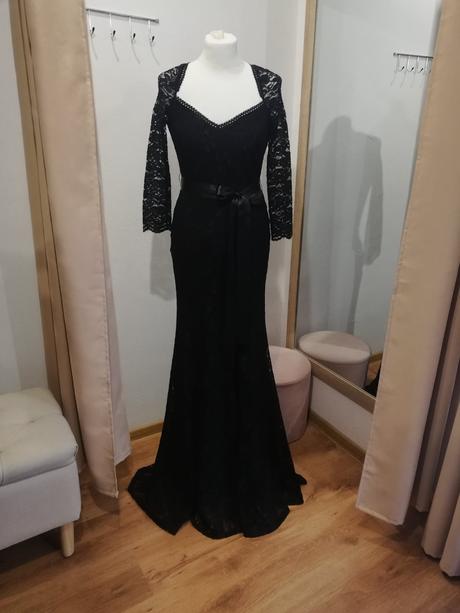 Spoločenské, krajkové, čierné šaty 36/38, 36