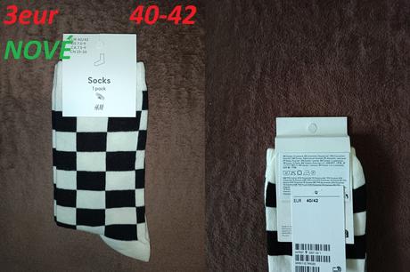 Ponožky dlhé šachovnica bieločierne, h&m,40 / 42
