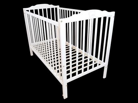 Detská postieľka macko so sťahovacou bočnicou biel, šírka (cm): 60,dĺžka (cm): 120