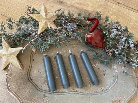 Sviečky olivovo zelené - 4 ks ( sada ), 