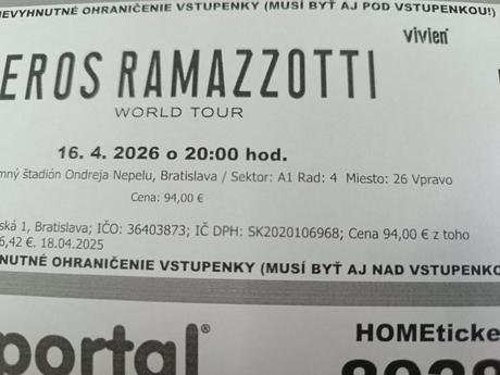 Vstupenky eros ramazzotti,