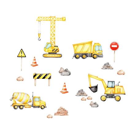 Nálepka na stenu - stavebné stroje, 