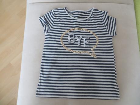 Tričko bielo-čierne prúžkové, 134