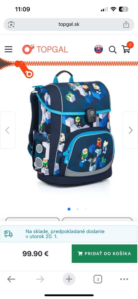 Topgal minecraft školská taška, 