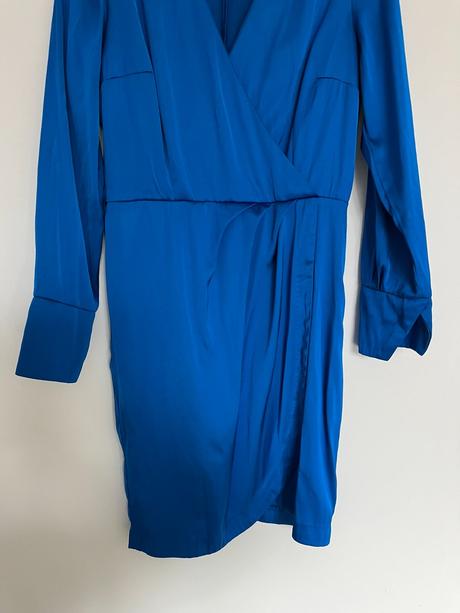 Mohito modré elegantné luxusne saténové áčkové šat, reserved,m