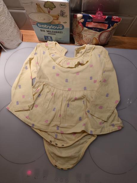 Body/šaty vanilkovo žlté, fox & bunny,92