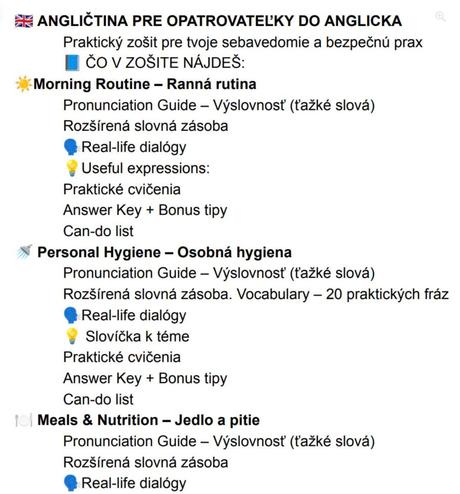 Angličtina pre opatrovateľky do uk - e-book, 