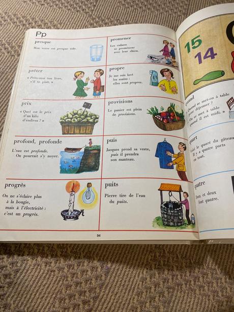 Krásny starý retro slovník učebnica francúzštiny, 