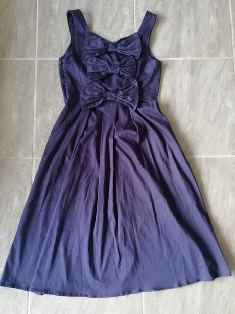 Modré bavlna šaty,retro look dolly dotty v40,elast, 40